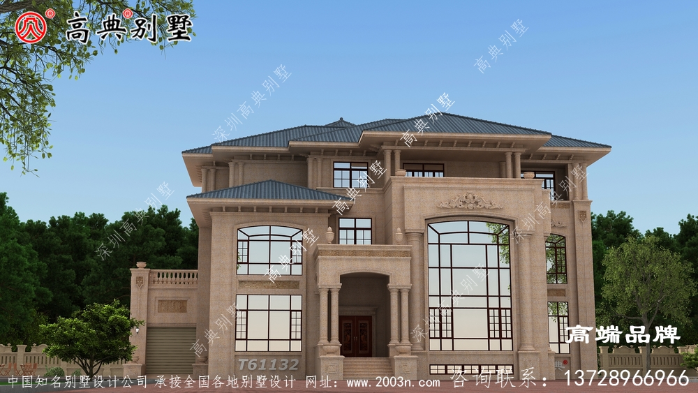 大面积户型325平方米欧式二层半自建房屋别墅